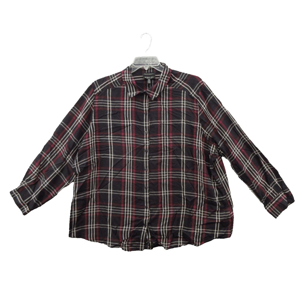 Foxcroft Womens Blouse Size 24W Long Sleeve Wrinkle Free Shaped Fit